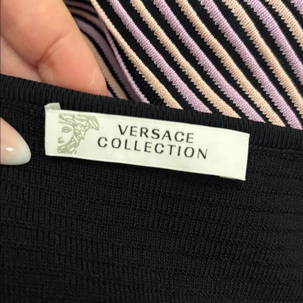 Versace Black and Pink Striped Dress, Size46(L) - Picture 8 of 11